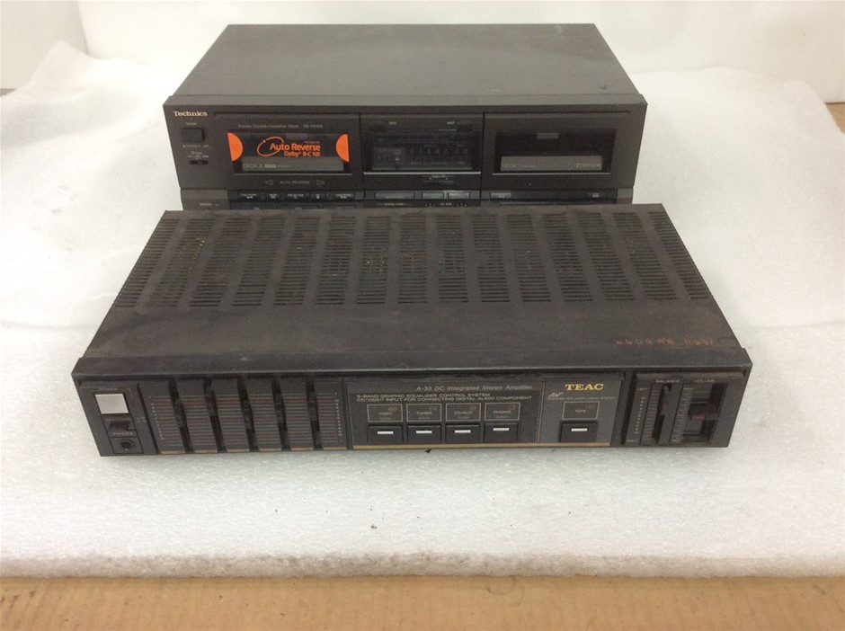 TEAC A-30 Amplifier & Technics RS-TR165 Double Cassette Deck (Lot of 2)