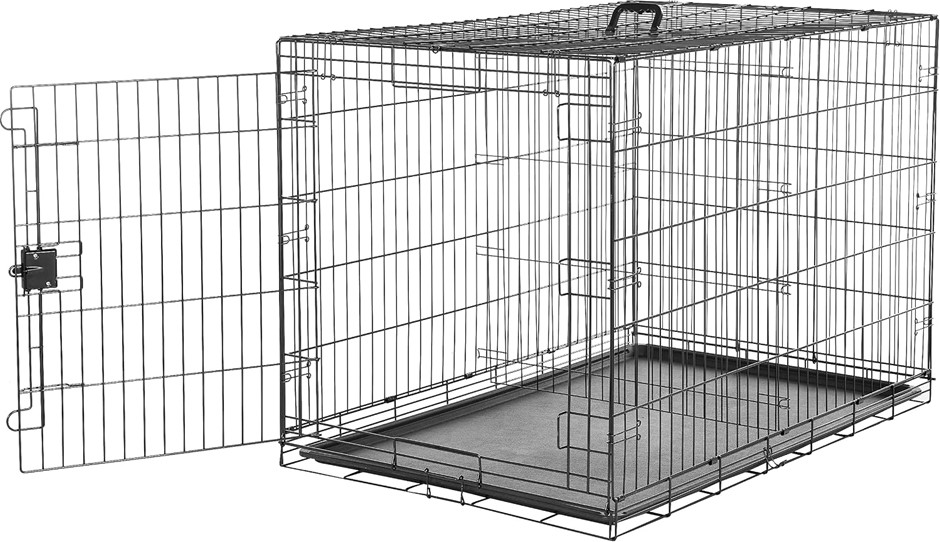 AMAZON BASICS Basics Portable, Foldable Metal Wire Dog Crate with Removable