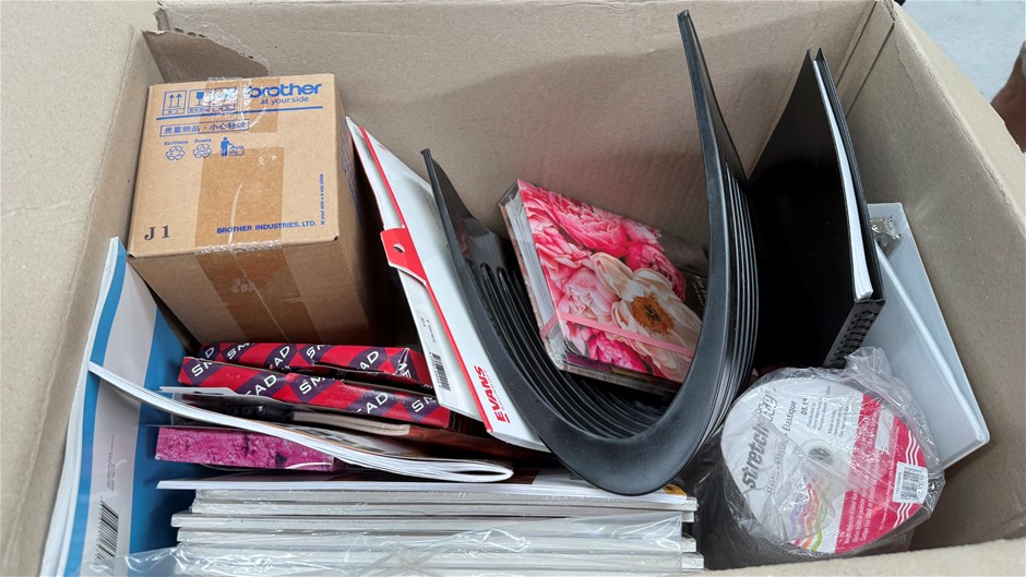 Assorted Box of Office Supplies. NB: Items may not be in original packaging