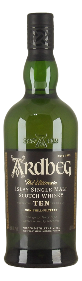 Ardbeg 10YO Single Malt Scotch Whisky (1x 700mL). Scotland.