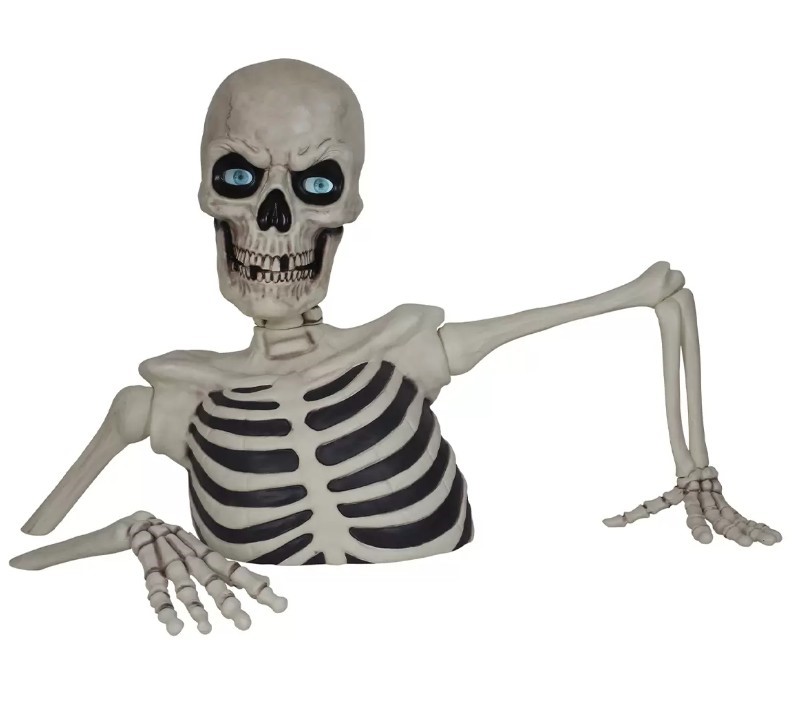 Giant Ground Breaking Skeleton With LCD Eyes, W 2819 x H 1575 x D 1397.