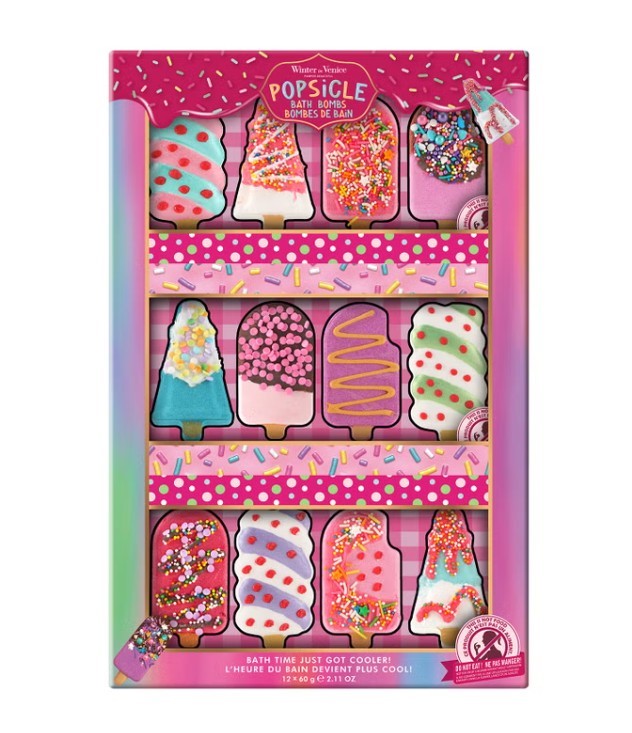 Pack of 12pc WINTER IN VENICE Sugar Rush Popsicle Bath Bombs, 60g each. N.B