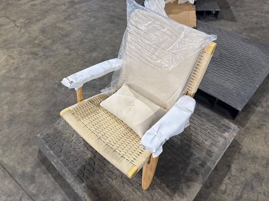 Timber Frame Chair With Woven Rope Seat
