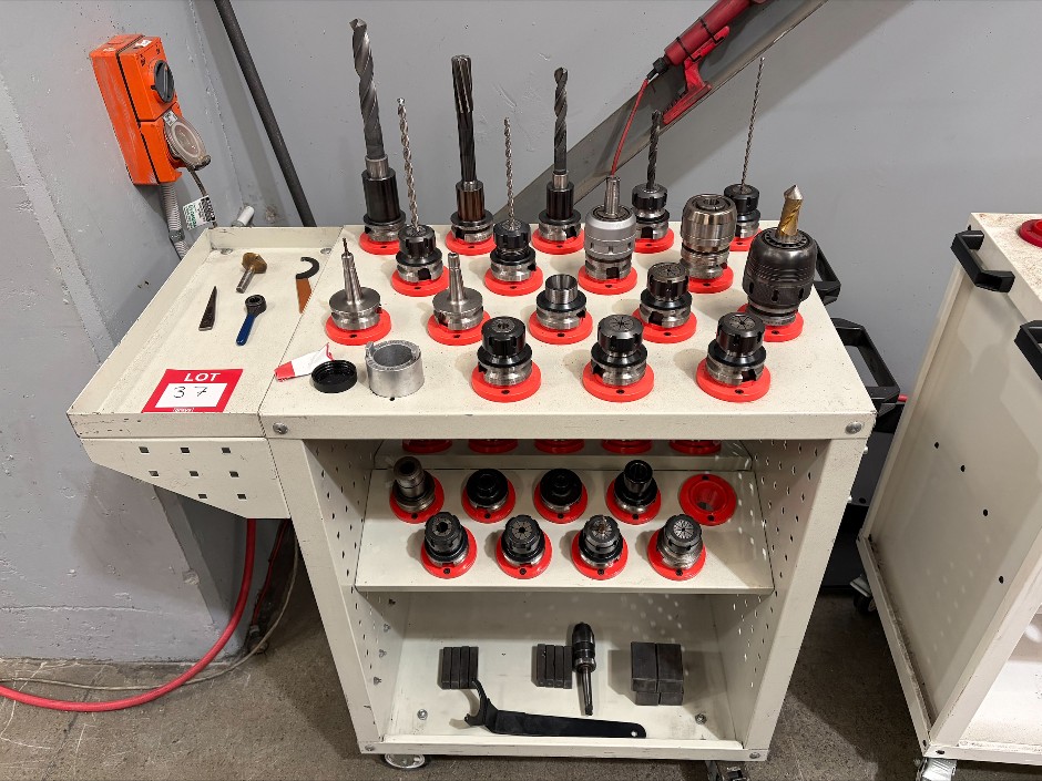 Tool Holder Trolley with Assorted BT40 Tool Holders
