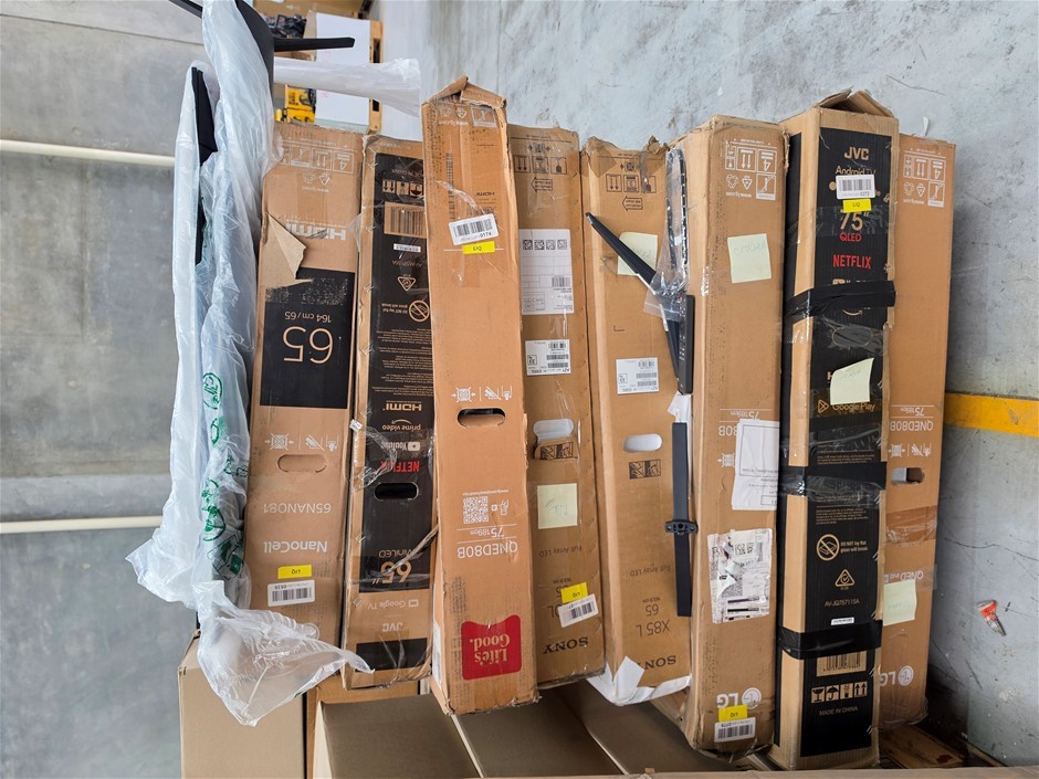 10 x Assorted TV Brands Such As SONY, LG, JVC, Screen Size Ranged From 65"t