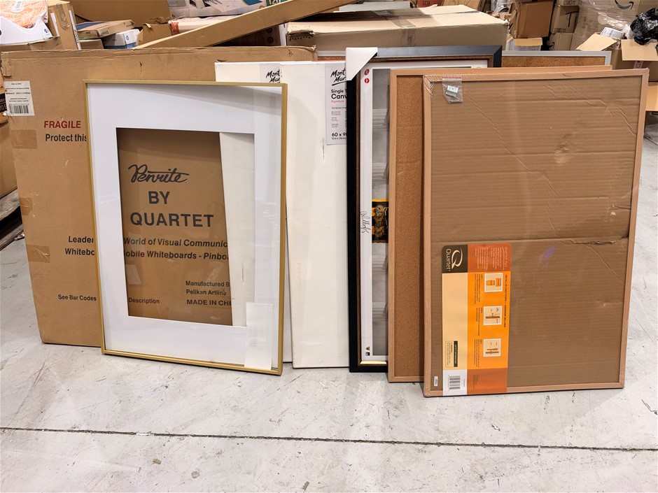 Assorted Frames, Corkboards, Canvases. NB: Some items may be slightly damag