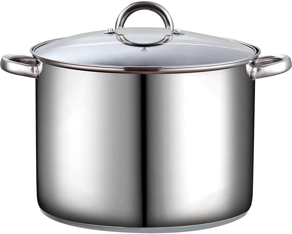 COOK N HOME 16 Quart Stockpot with Lid, Stainless Steel, Silver. NB: Not In