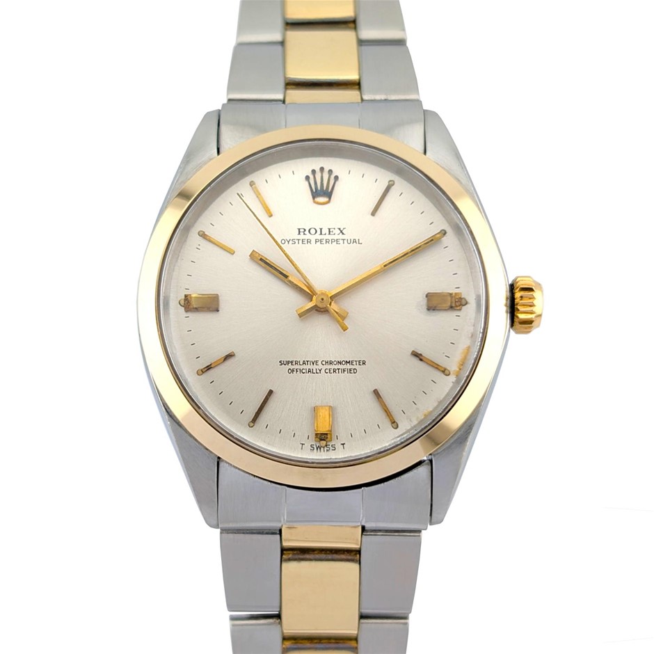 ROLEX OYSTER PERPETUAL AUTO 34MM STAINLESS STEEL & YELLOW GOLD 1002 WXO COA