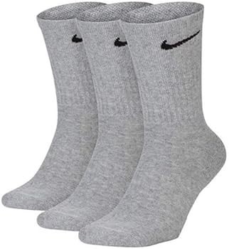 6 Pairs x NIKE Cushioned Crew Socks, DRI-Fit Technology, Grey.  Buyers Note