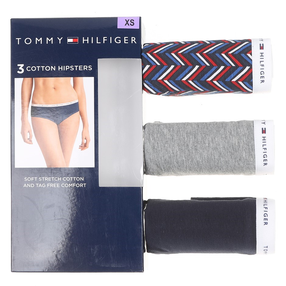 3pk x TOMMY HILFIGER Women's Hipsters, Size XS, Cotton/Elastane, Combo A.