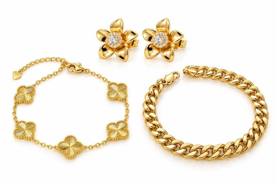 Jewelz Merchants Black Friday Special – Gold-Tone Bracelet Duo & Earrings