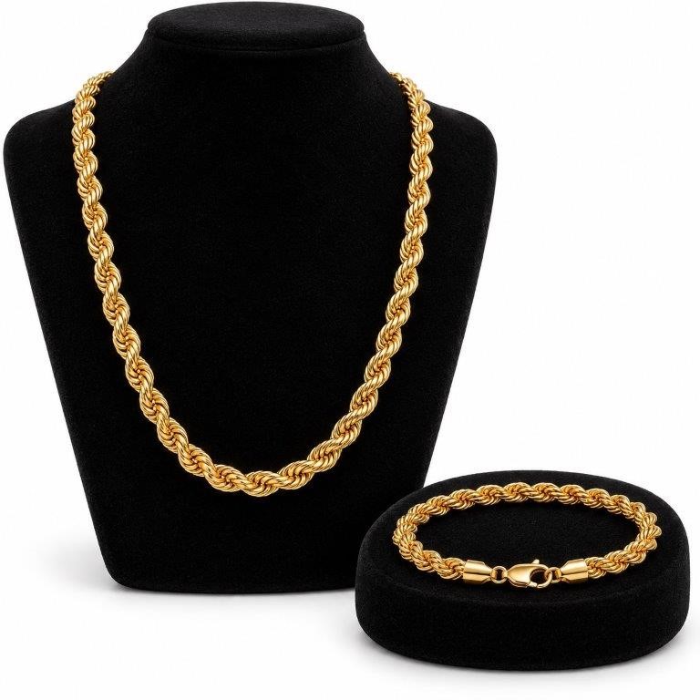 Jewelz Merchants Black Friday Special Gold-Plated Rope Chain & Bracelet