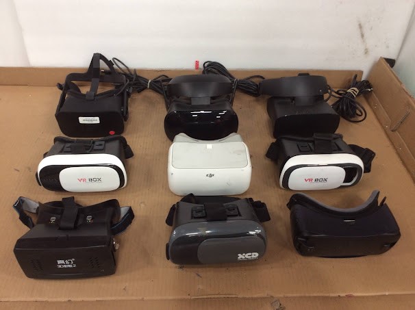 DJI/XCD/VR BOX Mixed Brand and Model Virtual Reality 3D Glasses (Lot of 9)