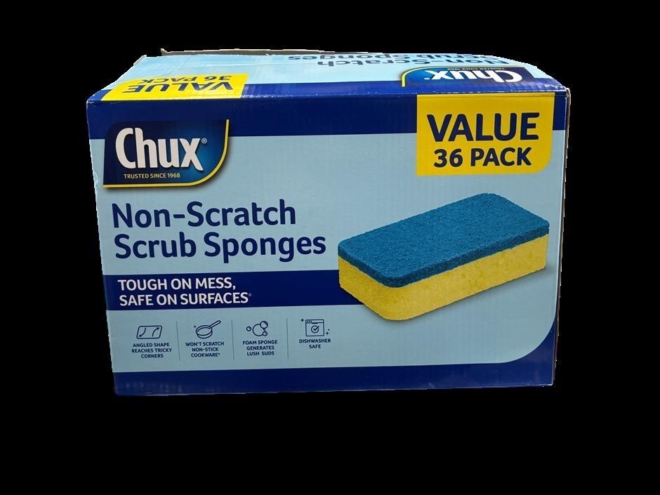 CHUX 36pc Non-Scratch Scrub Sponges. N.B: Damaged packaging.