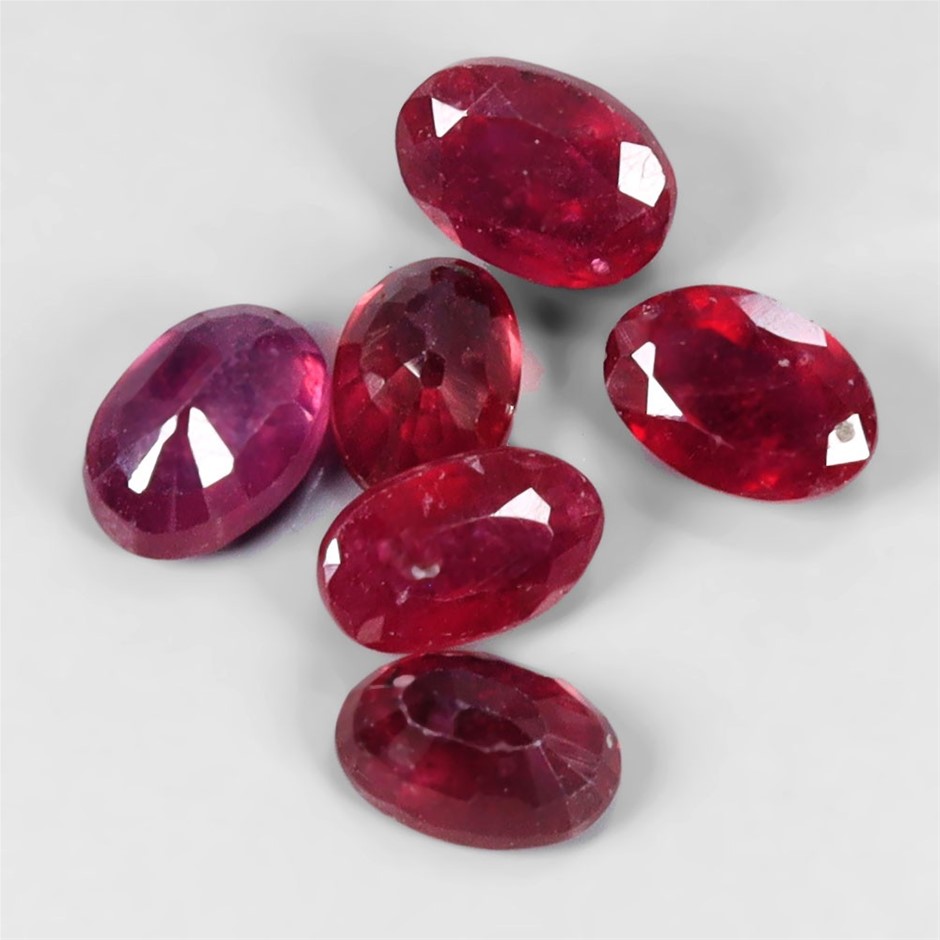 4.41ct Oval Facet Cut Heated Ruby Gemstones - 6Pcs