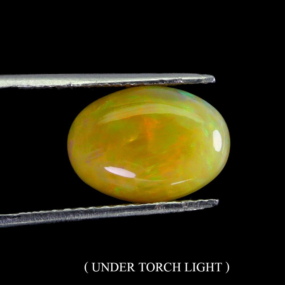 3.08ct Oval Cabochon Cut Play Of Color Fire Opal Gemstones - 1Pc
