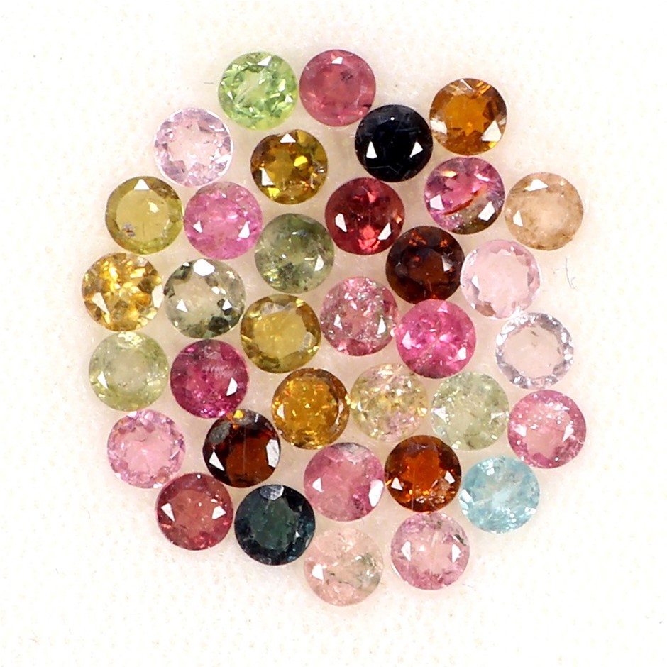 4.45ct Round Facet Cut Unheated Multi-Colour Tourmaline - 34Pcs