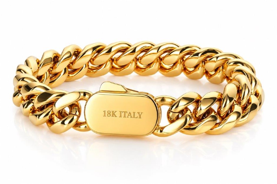 18k Triple Yellow Gold Plated Bracelet-Quality Guarantee-20cm