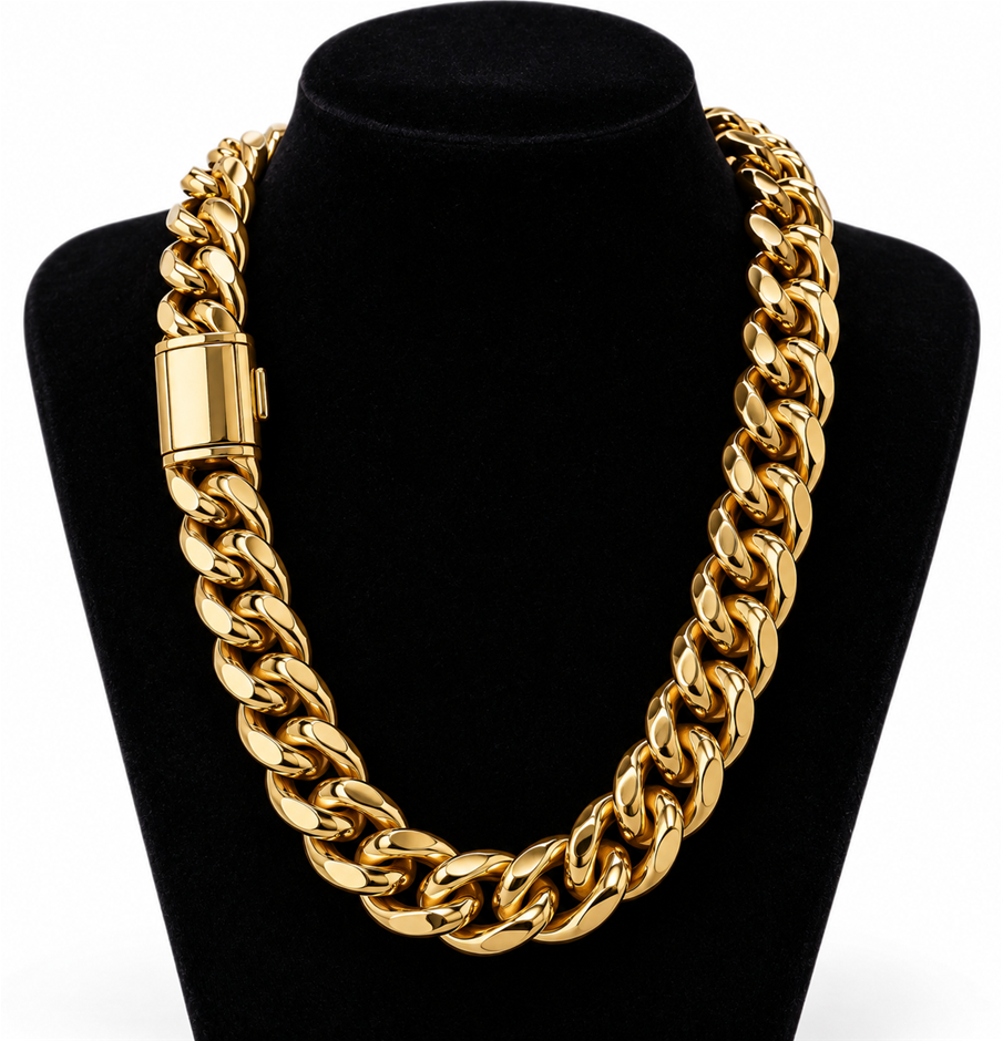 Jewelz Merchants Cuban Link Chain Necklace-Quality Guarantee-60cm-14mm