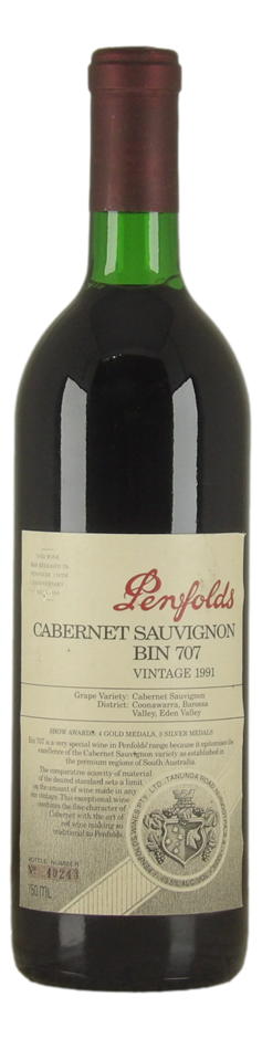 Penfolds `Bin 707` Cabernet Sauvignon 1991 (1 x 750mL) SA.