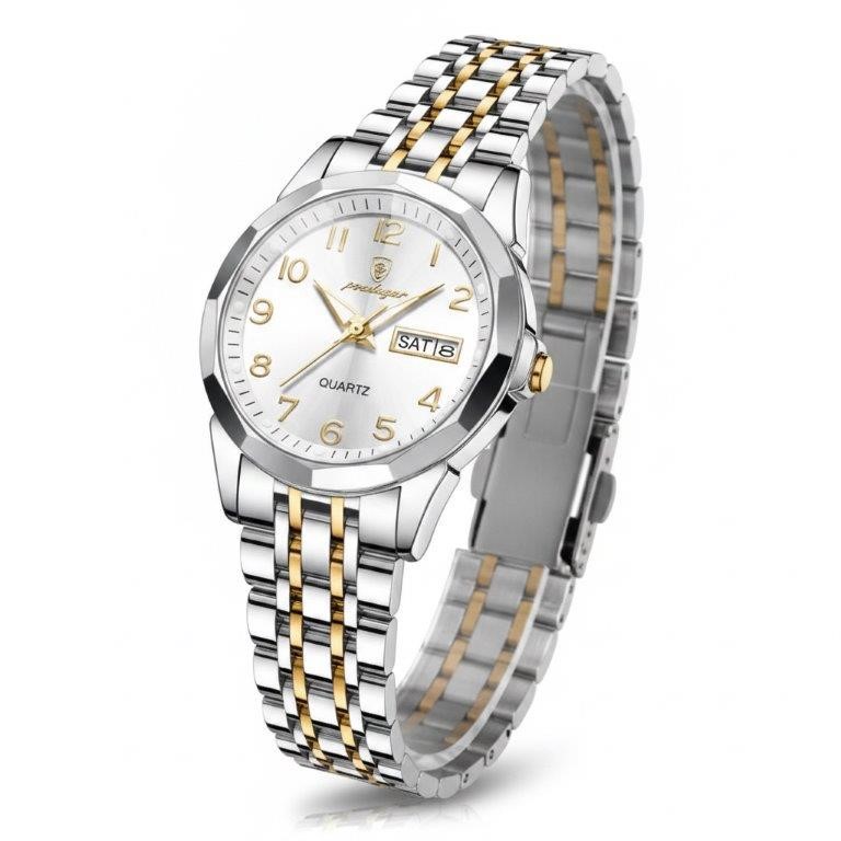 Luxury Women's Two-Tone Stainless Steel Quartz Watch-Premium Leather Box