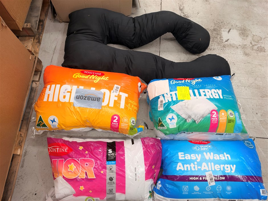 Assorted Tontine Pillows and Body Pillow. NB: Items may not be in original