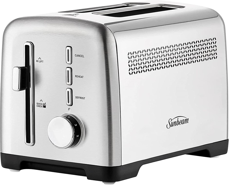 SUNBEAM 2 Slice Toaster Stainless Steel, Model: TAM1002SS. NB: Minor Use &
