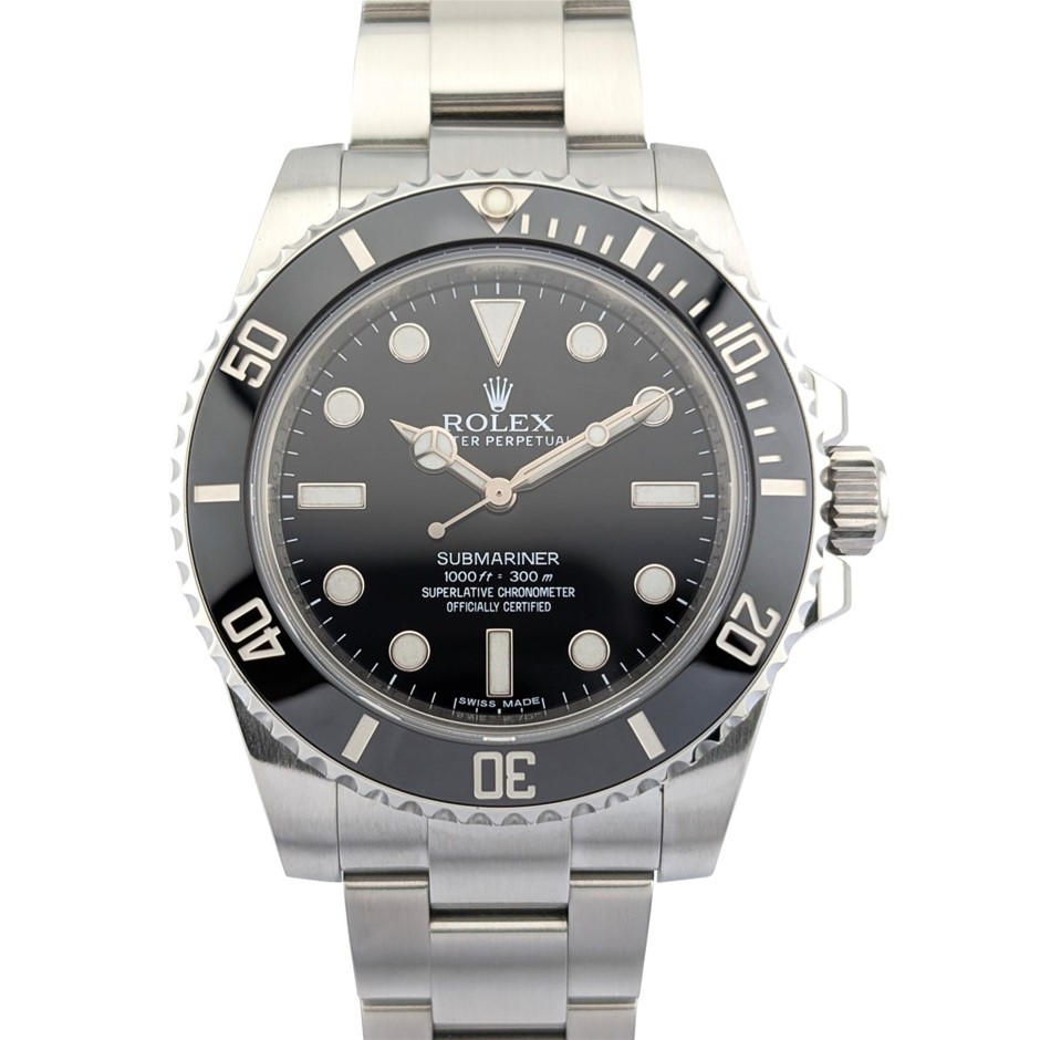ROLEX SUBMARINER NO DATE AUTO 40MM STAINLESS STEEL REF 114060 BLACK BXP COA