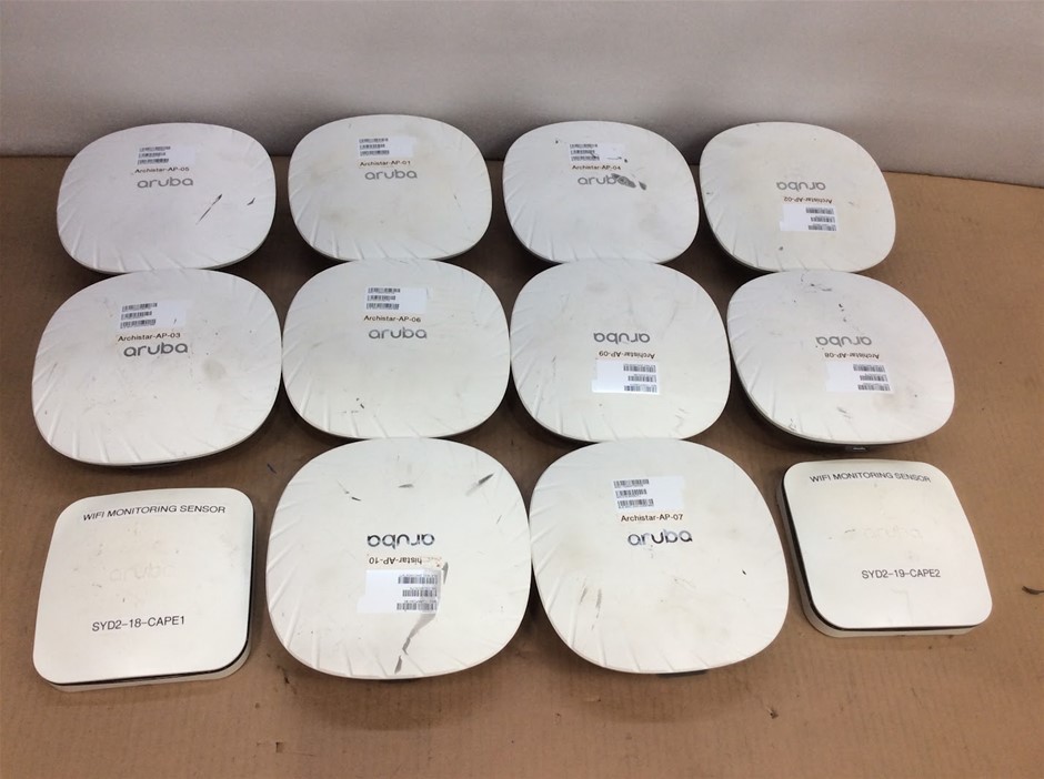 Aruba AP-515 Wi-Fi 6 Access Points & ASIN0100 Wi-Fi Sensors, Lot of 12
