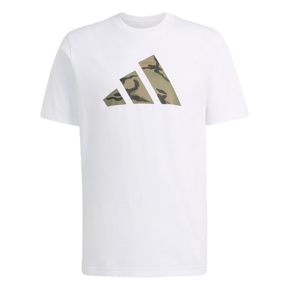 ADIDAS Men's Camo Logo Tee, Size AU S, 100% Cotton, White, KT1687. NB: mino