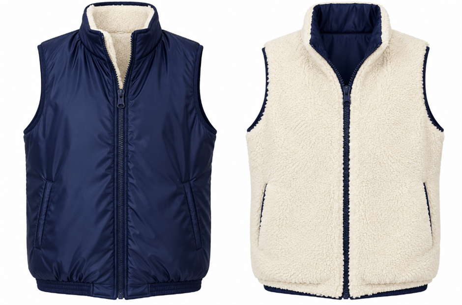 ANDY&EVAN Boys' Reversible Puffer Vest, Size 3T, 100% Polyester, Navy.