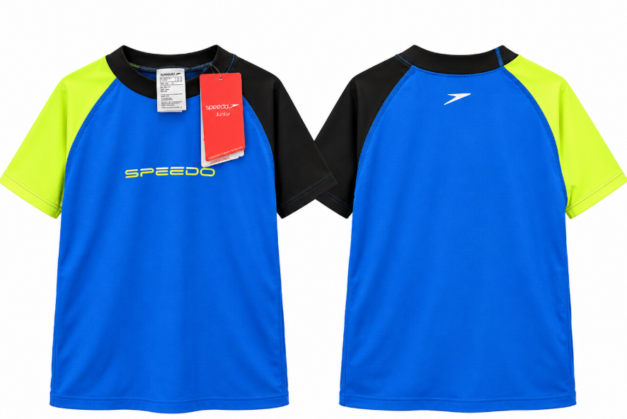 Speedo Junior Logo Sun Shirt / Rashie 77Y74/7541- Boys Swimwear- Size BOY14