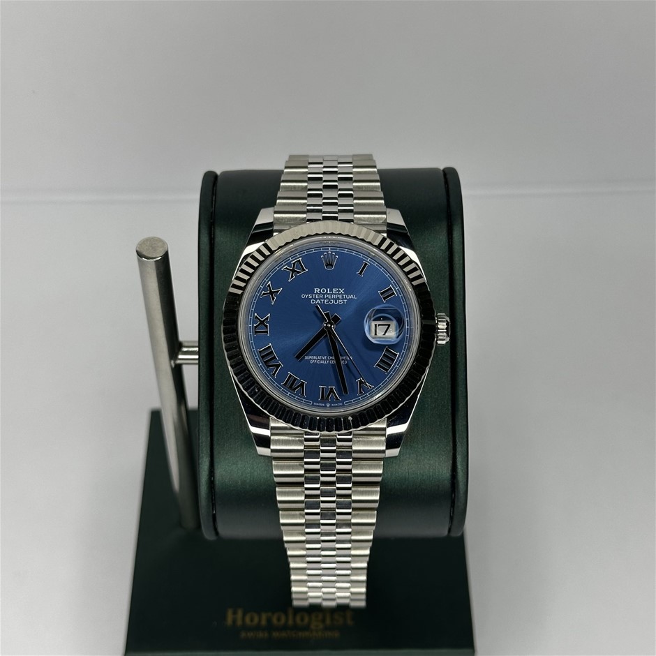 Rolex Date Just 41 Fluted on Jubilee Blue Azzuro Dial 2023 Ref: 126334