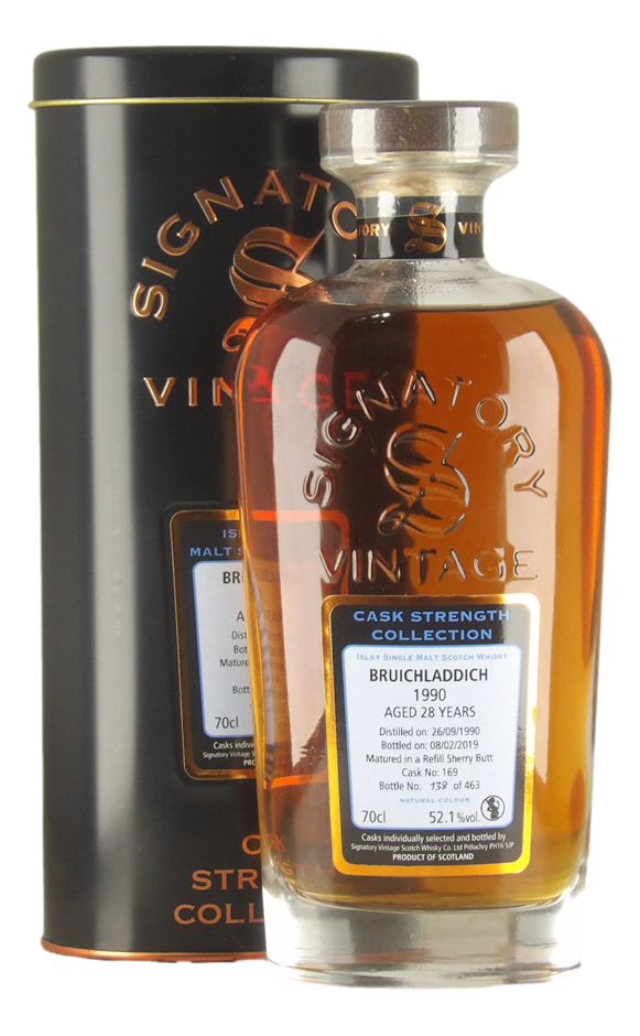 Signatory Vintage Bruichladdich 1990 28 Year Old Cask Strength (1x 700mL).