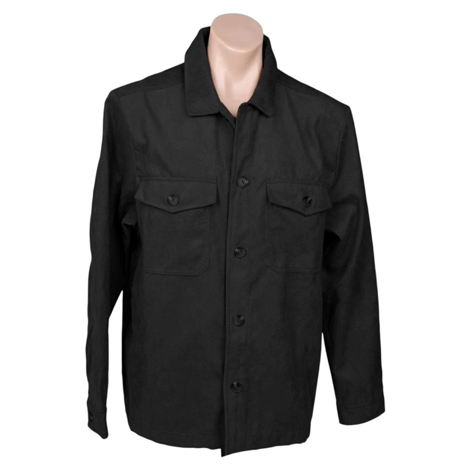 BOSTON TRADERS Men's Faux Suede Jacket, Size L, Black.  Buyers Note - Disco