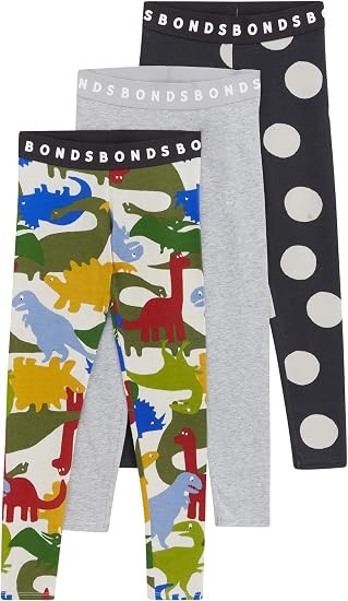 3pk x BONDS Kids Next Gen Legging, Size 7, Print YNB, KVP9K. RRP: $50.  Buy