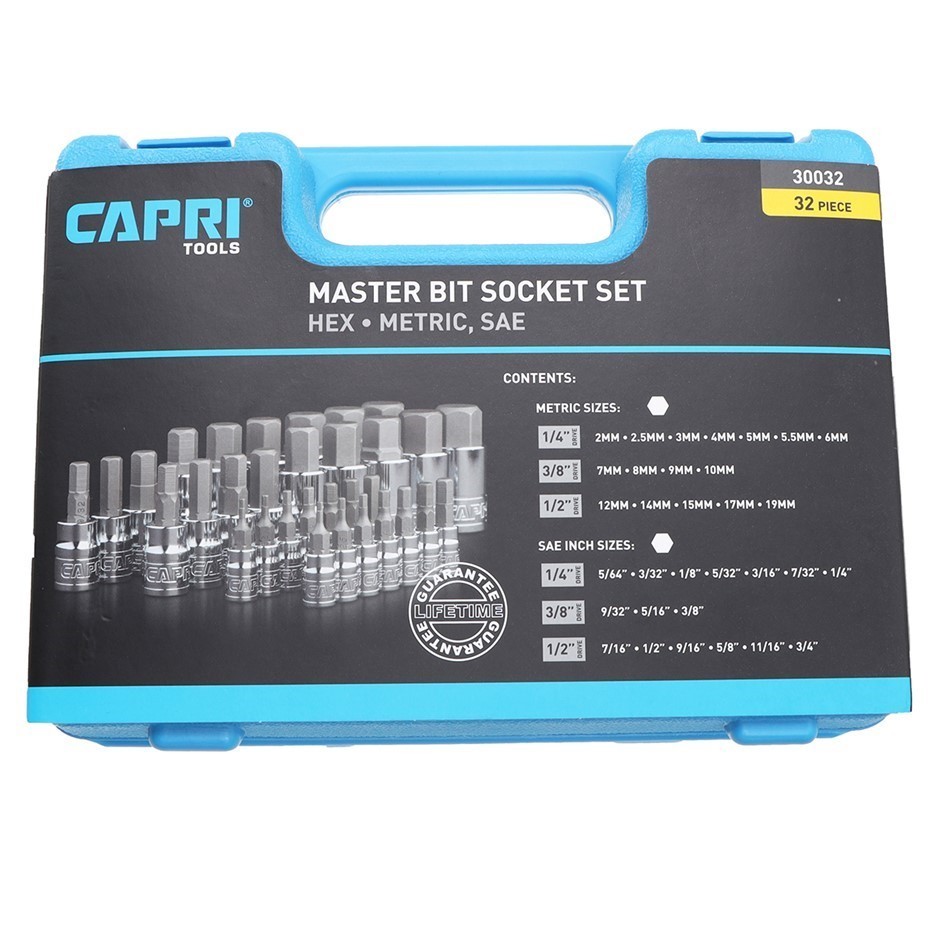 CAPRI TOOLS 32pc Master Hex Bit Socket Set, Metric & SAE, CP30032.