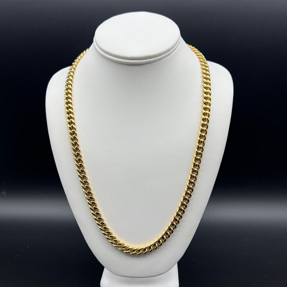 18K Gold-Plated Cuban Chain Necklace, 8MM Wide - 60.9cm