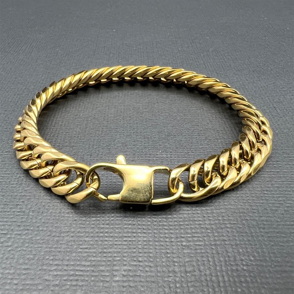 18K Gold-Plated Cuban Chain Bracelet, 9.5MM Wide - 22.8cm