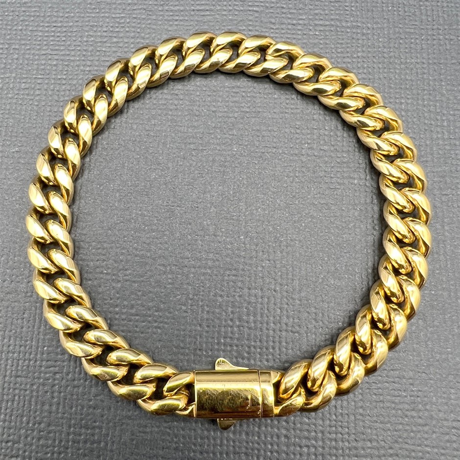 18K Gold-Plated Cuban Chain Bracelet, 8MM Wide - 20.3cm