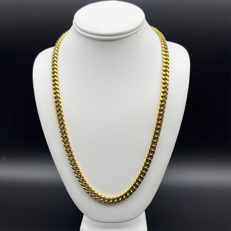 18K Gold-Plated Cuban Link Chain Necklace, 8MM Wide - 60.9cm