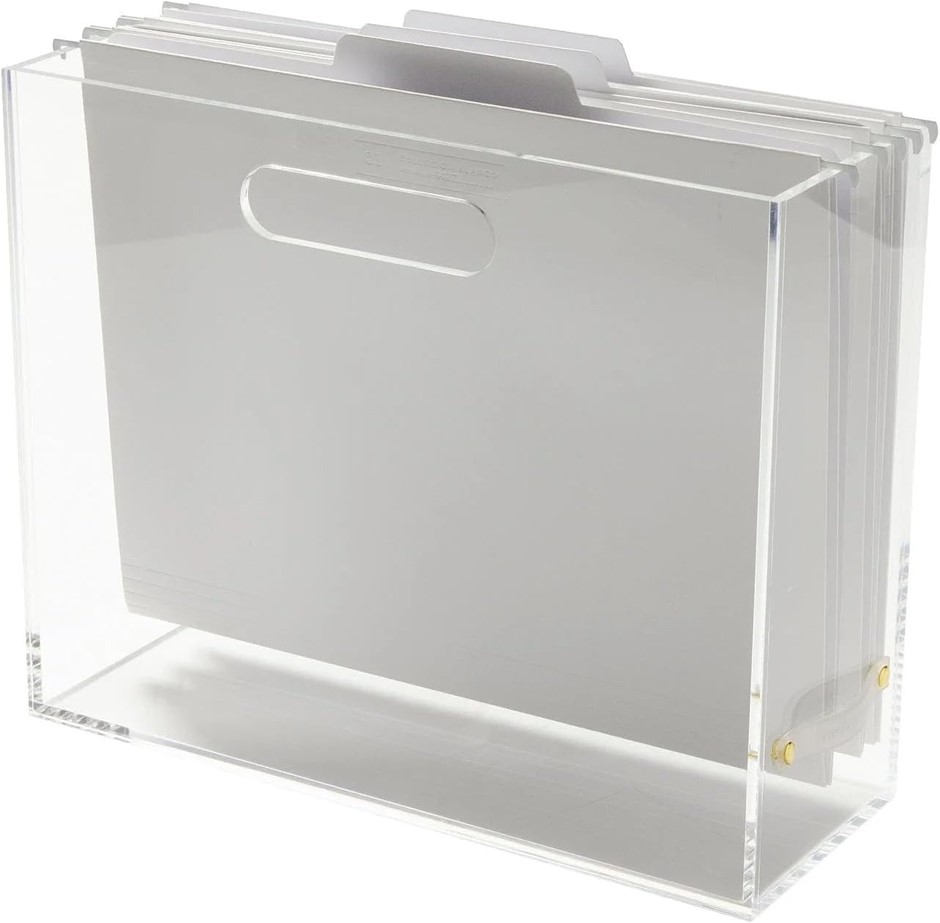 RUSSELL+HAZEL Acrylic File Box Slim, Clear, 4.5” x 12.25” x 10”
