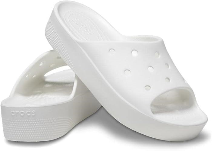 Crocs Women's Classic Platform Slide, White, US W5