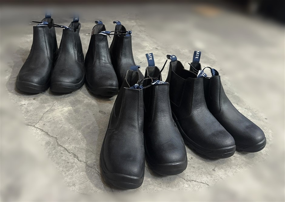 4 x Big Size Boots Black Leather Chelsea Ankle Heavy Duty Shoes (Size 45-49
