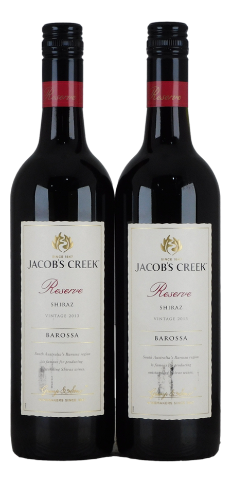 Jacobs Creek Reserve Shiraz 2013 (2x 750mL), Barossa.