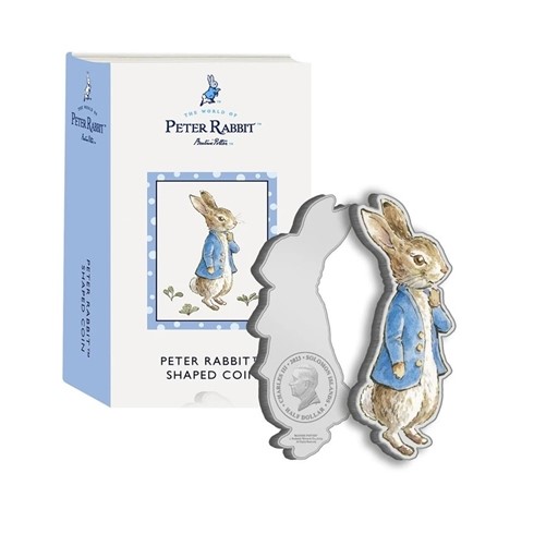 Very rare Beatrix Potter World of Peter Rabbit Silver Shaped Coin 2023