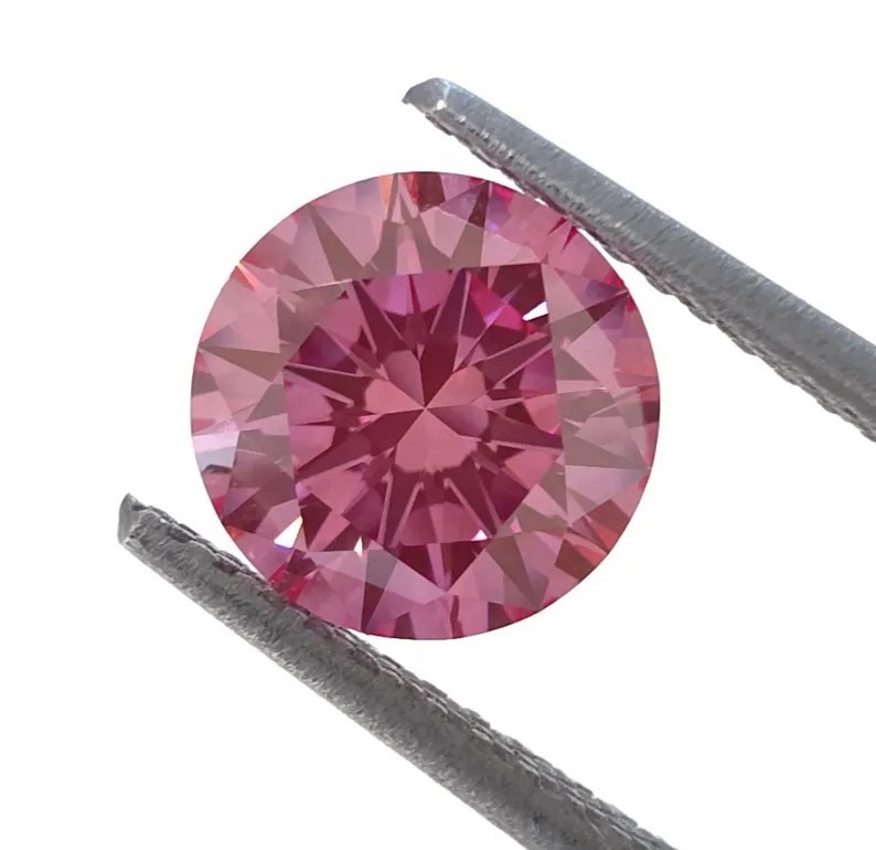 0.30ct Fancy Vivid Purplish Pink VVS1 Round Cut Natural Treated Loose