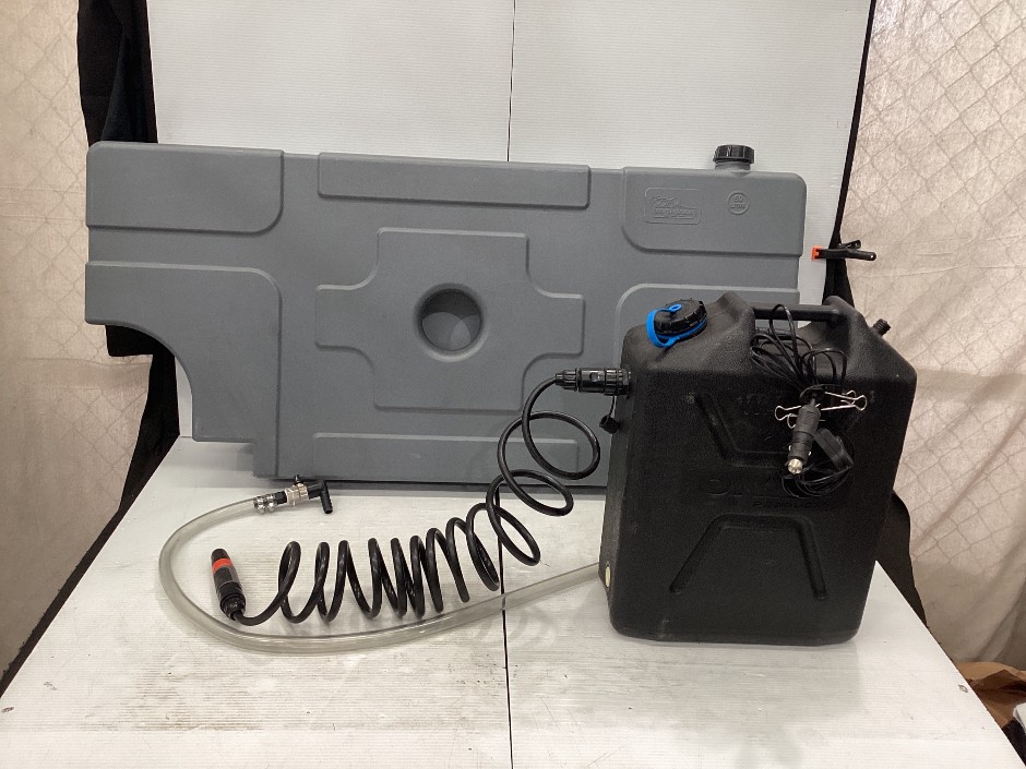 Ironman 4x4 50 Litre Water Tank, ontap products black jerrycan with pump and switch