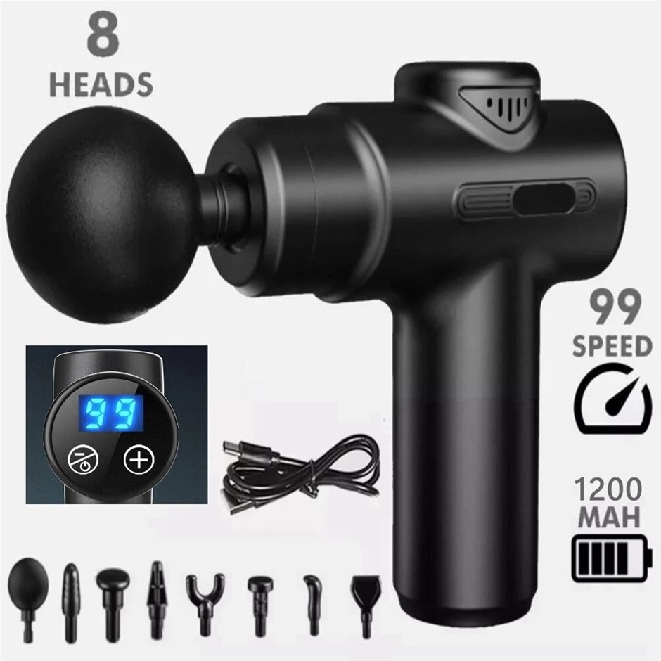 Deep Tissue Percussion Massage Gun Lcd 8-Heads Muscle Vibration Therapy