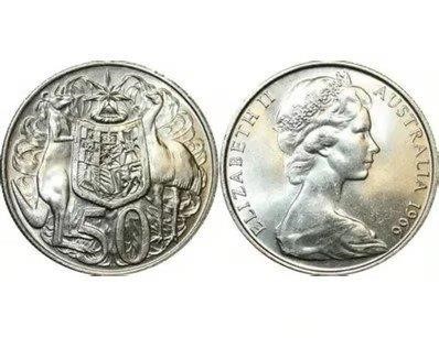 1966 AUSTRALIA FIRST & LAST QUEEN ELIZABETH SILVER ROUND FIFTY CENTS